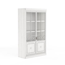 Lisbon solid rubberwood lighted china outlet cabinet